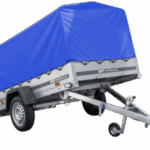 Bilanhænger 230×125 Havetrailer 230 TIP Unitrailer 750 kg med støttehjul, blå høj presenning og bøjler