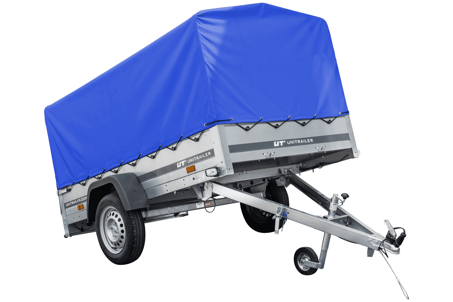ger_pl_Auto-Anhanger-230x125-Garden-Trailer-230-KIPP-Unitrailer-750-kg-mit-Stutzrad-blauer-Hochplane-und-Hochspriegel-4234_5 Bilanhænger 230×125 Havetrailer 230 TIP Unitrailer 750 kg med støttehjul, blå høj presenning og bøjler - Billede 1