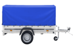Bilanhænger 230×125 Havetrailer 230 TIP Unitrailer 750 kg med støttehjul, blå høj presenning og bøjler - Billede 3