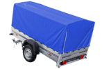 Bilanhænger 230×125 Havetrailer 230 TIP Unitrailer 750 kg med støttehjul, blå høj presenning og bøjler - Billede 7