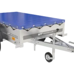 Haveanhænger 200 tip med støttehjul, H-0-ramme og blå presenning