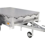 Haveanhænger 200 tip med støttehjul, H-0-ramme og grå presenning