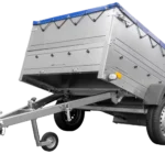 Køretøjsanhænger 750 kg Havetrailer 201 TIP med ekstra sidetofter, støttehjul og blå flad presenning