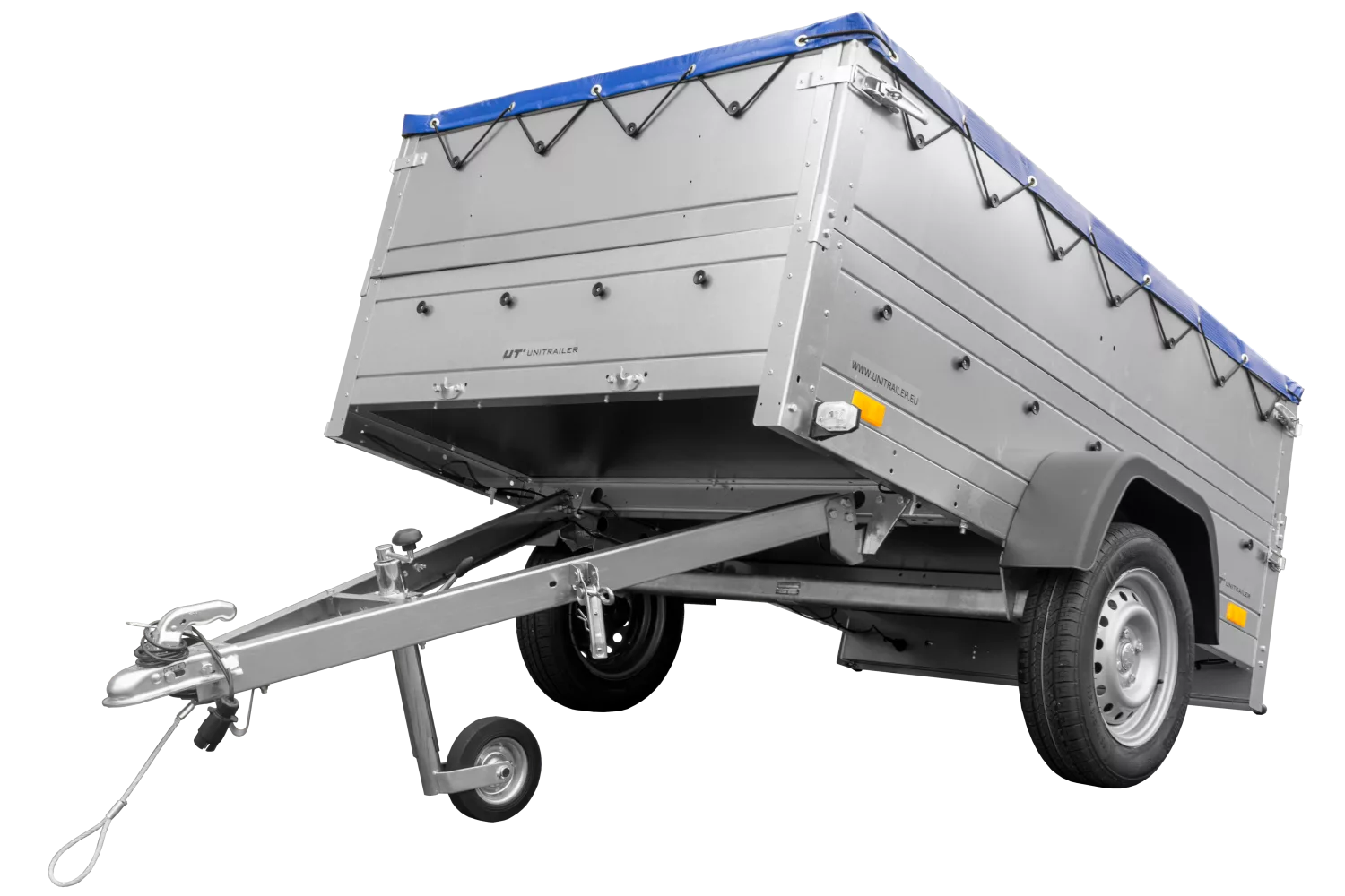 ger_pl_Kfz-Anhanger-750-kg-GARDEN-TRAILER-201-KIPP-mit-zusatzlichen-Bordwanden-Stutzrad-und-blauer-Flachplane-4500_2 Køretøjsanhænger 750 kg Havetrailer 201 TIP med ekstra sidetofter, støttehjul og blå flad presenning - Billede 1