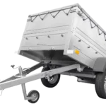 Tippbar personbilanhænger Havetrailer 200 TIP med ekstra sidetofter, støttehjul og flad presenning