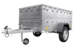 Tippbar personbilanhænger Havetrailer 200 TIP med ekstra sidetofter, støttehjul og flad presenning - Billede 4