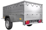 Tippbar personbilanhænger Havetrailer 200 TIP med ekstra sidetofter, støttehjul og flad presenning - Billede 2