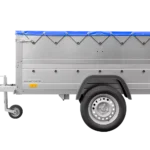 Tippbar personbilanhænger Havetrailer 200 TIP med ekstra sidetofter, støttehjul og flad presenning