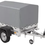 Tippevognsanhænger 750 kg Havetrailer 150 TIP 150×106 cm [med høj presenning, bøjler og støttehjul]