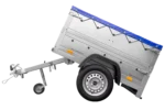 Ny personbilanhænger Havetrailer 150 TIP med ekstra sidetofter, støttehjul og blå flad presenning - Billede 4