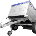 Ny personbilanhænger Havetrailer 150 TIP med ekstra sidetofter, støttehjul og blå flad presenning