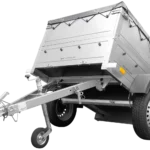 Ny personbilanhænger Havetrailer 150 TIP med ekstra sidetofter, støttehjul og grå flad presenning