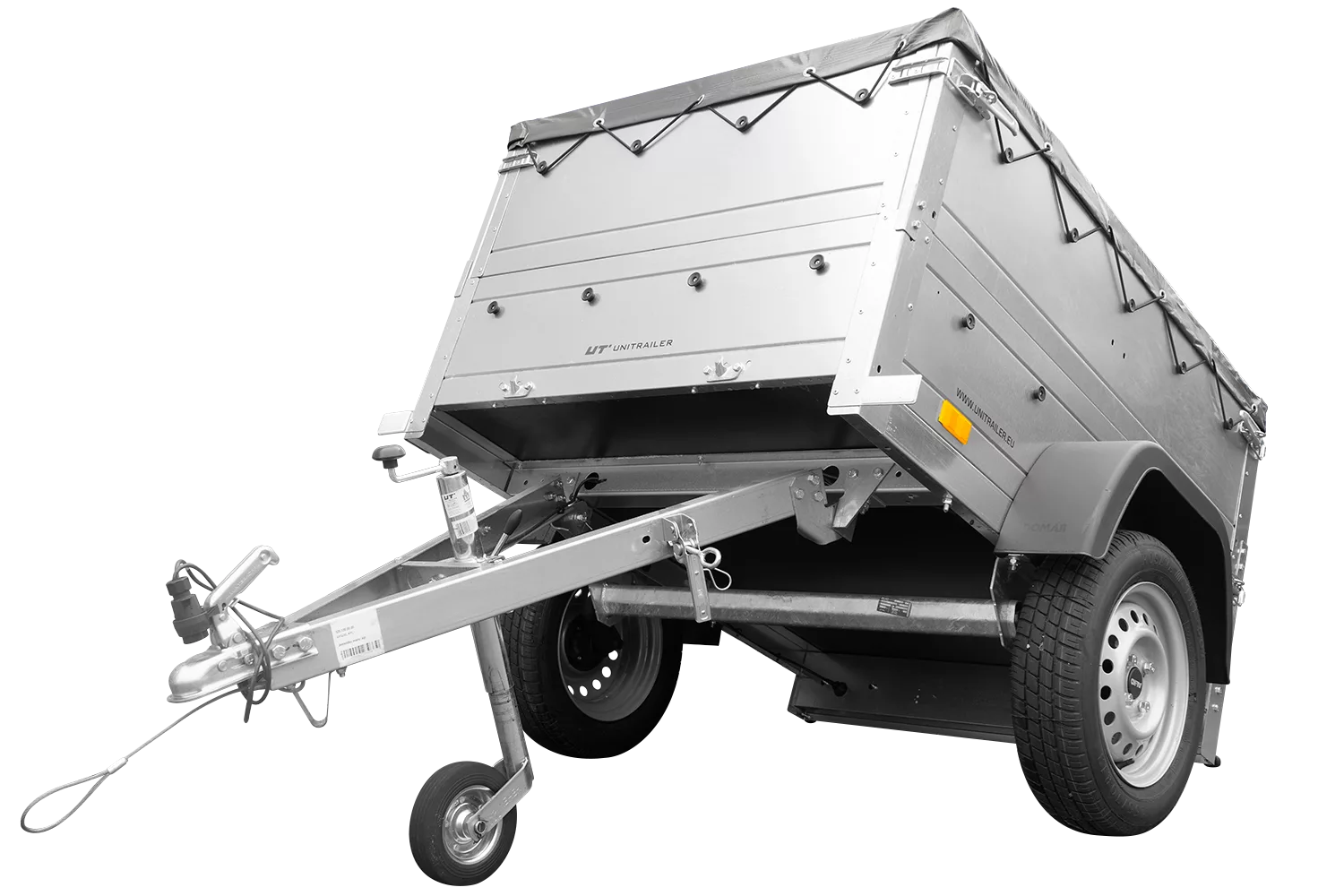 ger_pl_Pkw-Anhanger-Neu-GARDEN-TRAILER-150-KIPP-mit-zusatzlichen-Bordwanden-Stutzrad-und-grauer-Flachplane-4172_2 Ny personbilanhænger Havetrailer 150 TIP med ekstra sidetofter, støttehjul og grå flad presenning - Billede 1