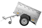 Ny personbilanhænger Havetrailer 150 TIP med ekstra sidetofter, støttehjul og grå flad presenning - Billede 5